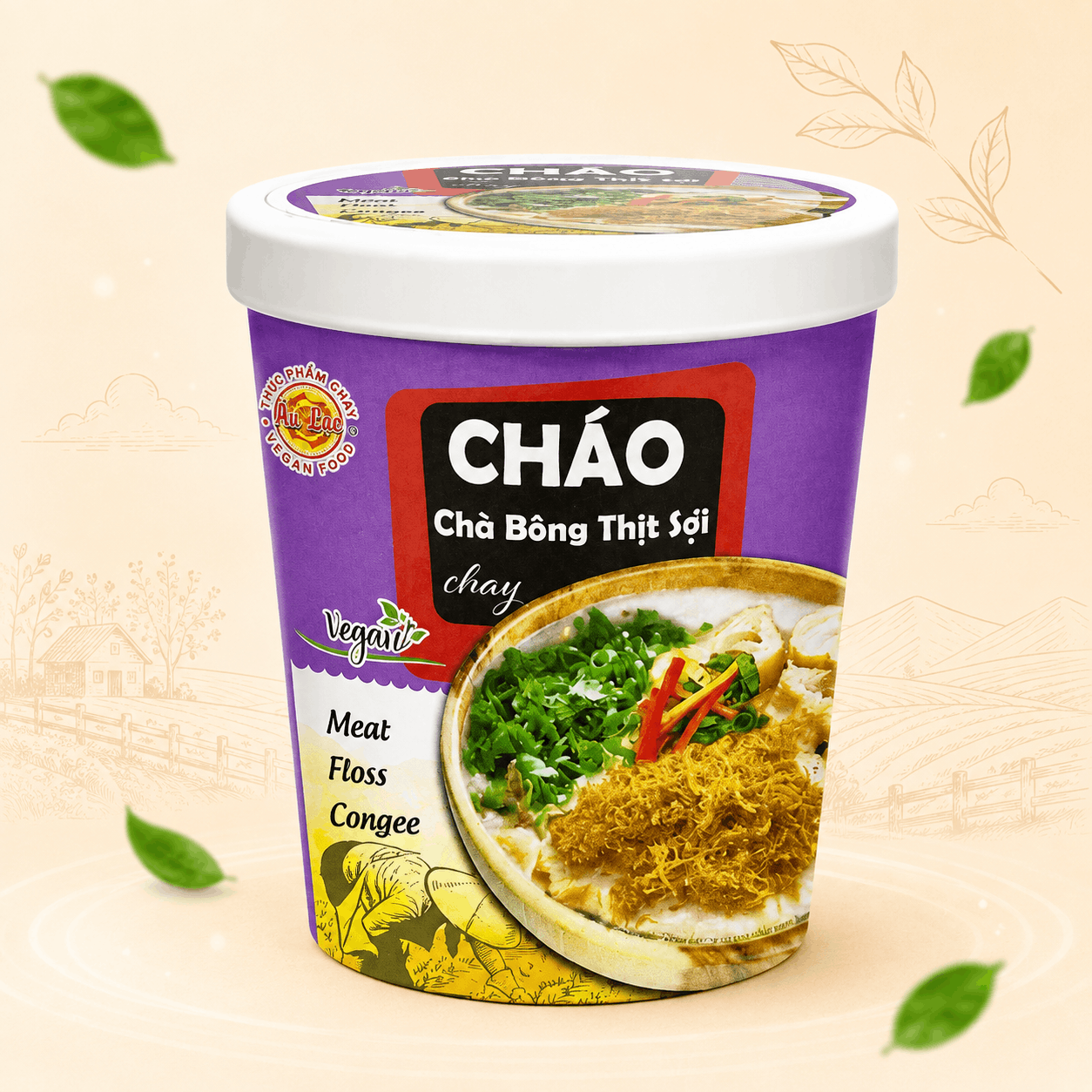 Cháo Chà Bông Thịt Sợi Chay Ăn Liền 55g Âu Lạc (Ly)